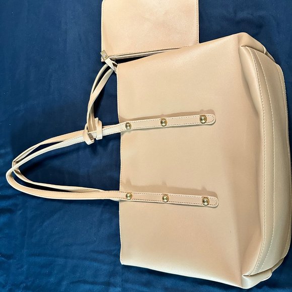 Lightweight Tan Faux Leather Tote with Wallet - Picture 2 of 3